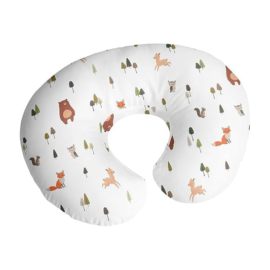 Sweet Jojo Designs Baby Nursing Pillow Cover (Woodland Animals) for Girls & Boys, Infant/Newborn Nursery, Bottle Breastfeeding Slipcover, Breast Feeding Pillowcase-Pillow NOT Included (Forest Friends)