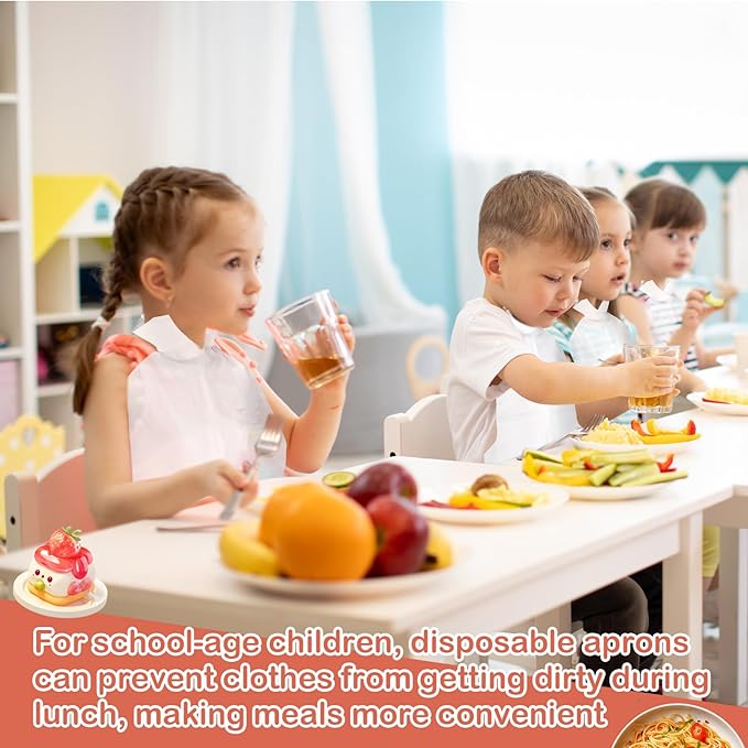 Skicuff 1000 Pcs Disposable Plastic Bibs Bulk for Kids 11" x 15.75" Children Eating Bibs with Crumb Catcher for Toddlers (White)