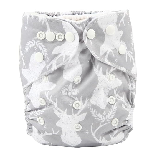 Baby Pocket Diaper Nappy Reusable Washable 8lbs to 36lbs (Grey Deer)
