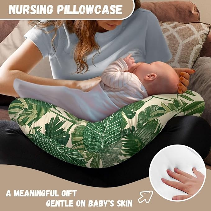 Monstera Baby Nursing Pillow Cover for Bottle Feeding, Soft Breastfeeding Pillow Slipcover Easy to Clean Breathable Pillow Cover for Infant Snug