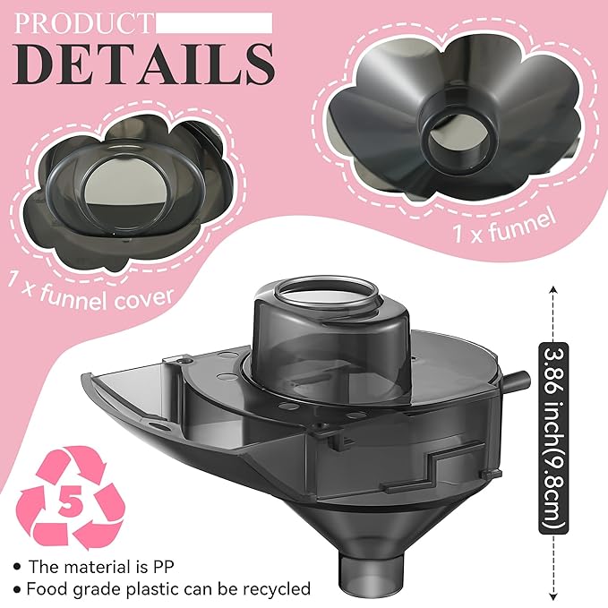 3 Sets Replacement Funnel Compatible with Baby Brezza Replacement Parts Funnel and Cover Baby Formula Dispenser, Grey