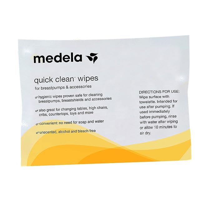 Medela Quick Clean Breast Pump And Accessory Wipes, 40 Count, Individually Wrapped Convenient and Hygienic On-the-Go Cleaning of Tables, Countertops, Chairs, and More