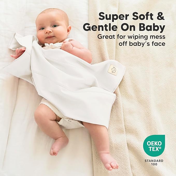 Organic Burp Cloths Baby Boy, Girl - 6-Pack Large 100% Cotton Burping Cloths for Babies, Spit Up Rags, Super Absorbent, Ultra Soft Newborn Rag, Gender Neutral, Machine Washable, Durable (Soft White)