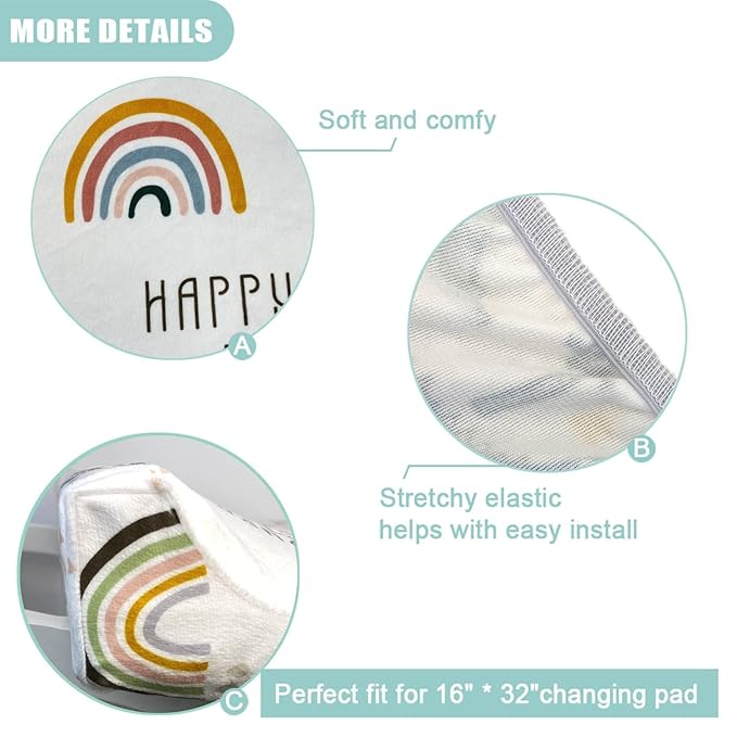iEvolve Changing Pad Cover Ultra Soft Minky Dots Changing Table Cover Breathable Changing Table Sheet Diaper Changing Pad Cover for Baby Boys Girls (Rainbow)