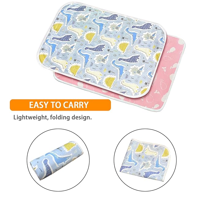 2 Pcs Baby Diaper Changing Pad, Maveek 19.7'' X 27.6'' Newborns Waterproof Diaper Pad Reusable Nappy Multi Function Washable Mat for Home and Outdoor(Pink&Blue)