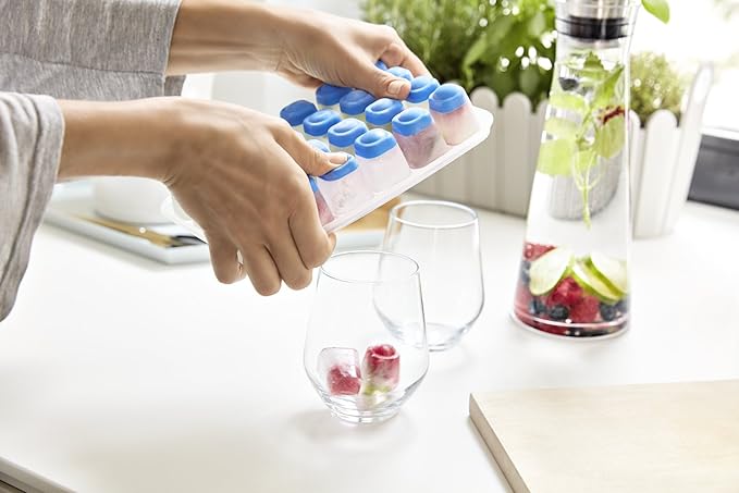 Emsa Clip and Close 2.0 Ice Cubes Box, Plastic, Blue/Transparent