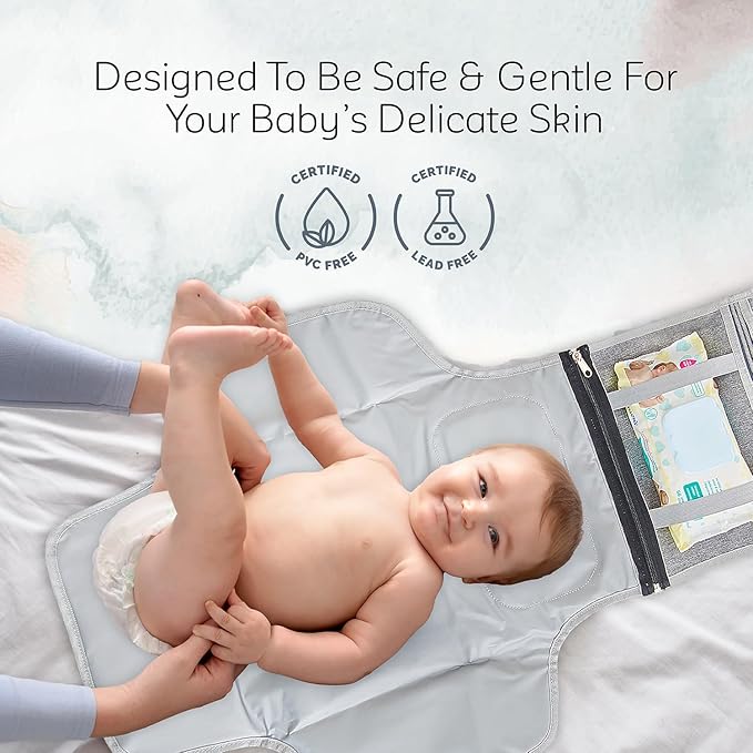KiddyCare Portable Diaper Changing Pad for Baby Travel | Portable Changing mat for Newborn Baby Girl & Boy | Waterproof Foldable Nappy Changing Mat with Smart Wipes Pocket