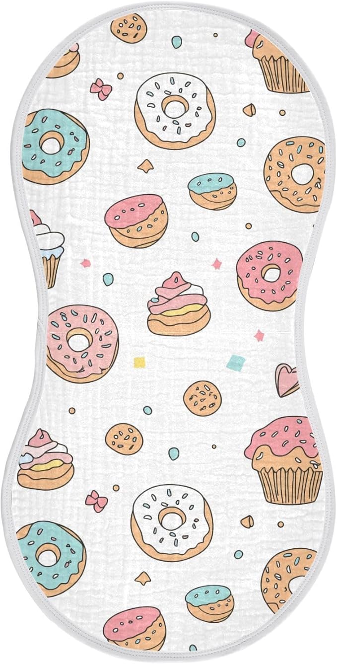 vvfelixl Baby Burp Cloths Cute Pastries Doughnuts Baby Newborn Cotton Burping Cloths Set Babys Washcloths 4 Pack