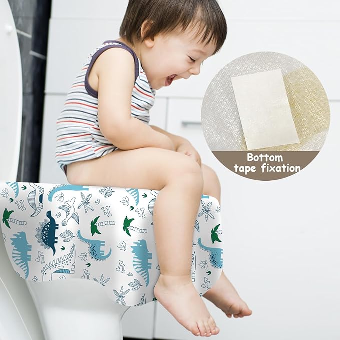 DEEKI 60 Pack Toilet Seat Covers Disposable, Safe No-Slip Waterproof for Kids Toddlers Use in Potty Training Public Restrooms Toilets, Portable Clean Covers for Adults Travel -Rainbow (40P)
