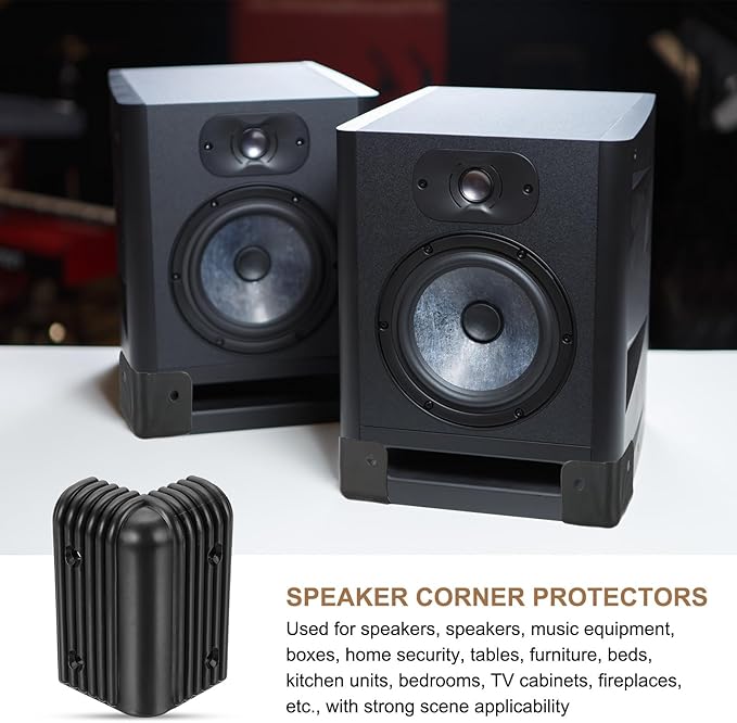 uxcell 8Pcs 3.07" x 1.89" Speaker Corner Protectors, Plastic Right Angle Protector Thickening Speaker for Cabinet Guitar Amplifier Stage Speakers, Black