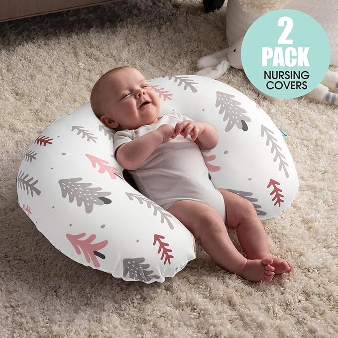 BROLEX Baby Nursing Pillow Covers: 2-Pack Soft Slipcovers for Breastfeeding Pillows - Comfortable Fabric, Fits Standard Nursing Pillows for Boys & Girls - Jungle Animal