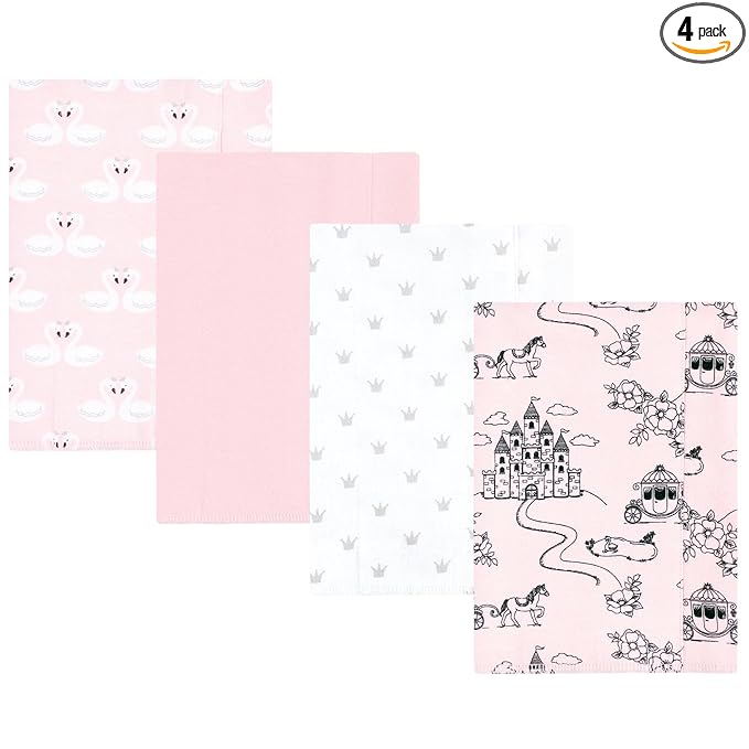 Hudson Baby Unisex Baby Cotton Flannel Burp Cloths, Fairytale Princess, One Size