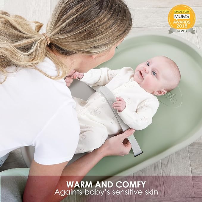 Shnuggle Squishy Changing Mat - Baby Changing Diaper Pad, Wipeable Easy-to-Clean Nappy Station, Warm-to-Touch Surface, Non-Slip Base, No Covers Needed - Eucalyptus