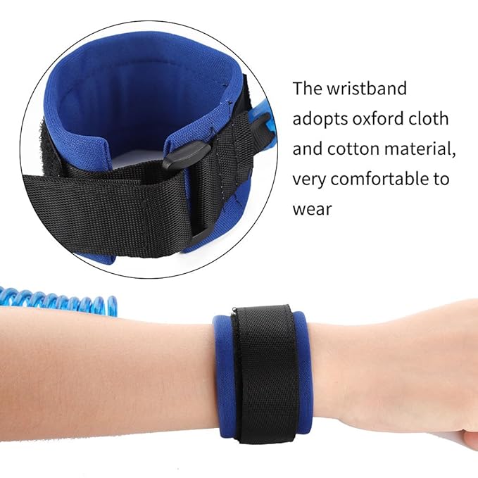Anti-Lost Wrist Strap for Kids, Toddler Safety Leash, Adjustable Child Walking Harness with 1.5m Rope, Blue + Orange Set