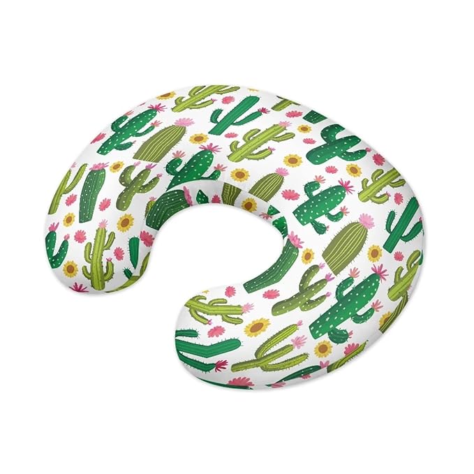 Jeiento Green Cactus Breastfeeding Pillow Case Soft Stretchy Nursing Pillow Cover Fit Standard Infant Nursing Pillows