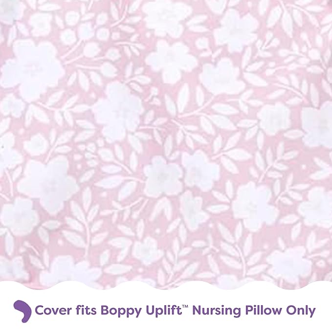 Boppy Uplift Nursing Pillow Cover - Soft Washable Microfiber Bottle & Breastfeeding Pillow Cover with Belt (Uplift Feeding Pillow Sold Separately) - Pink Frost Floral