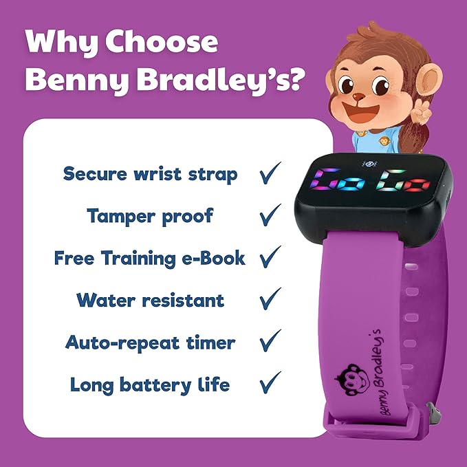 Potty Training Watch for Kids V2 – A Water Resistant Toilet Reminder Device for Boys & Girls to Train Your Toddler with Fun/Musical & Vibration Interval Reminder with Potty Training eBook (Purple)