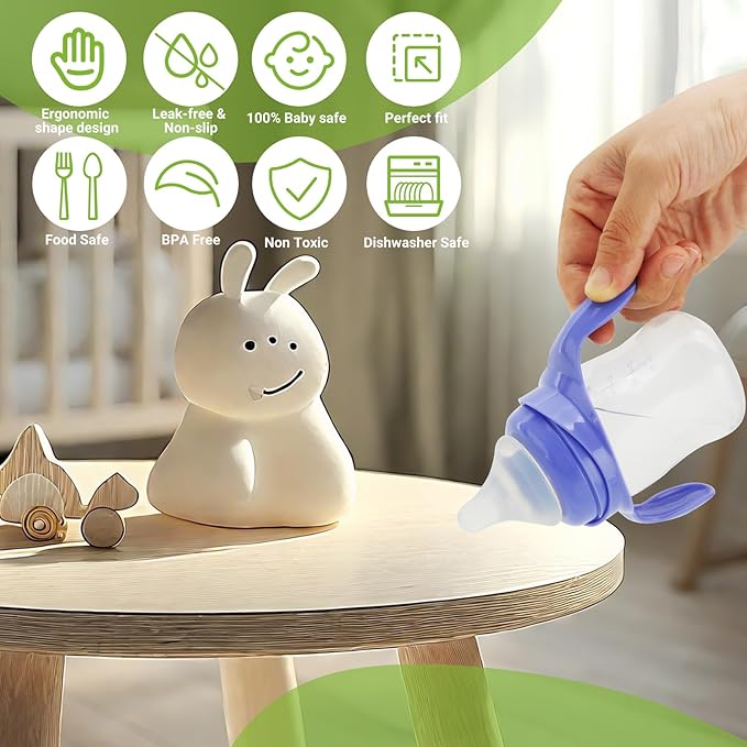 Bottle Handles Compatible with Lansinoh,Ergonomic BPA-Free Bottle Handles Only Compatible with Lansinoh 5oz and 8oz for Easy Feeding,4 Packs,Purple