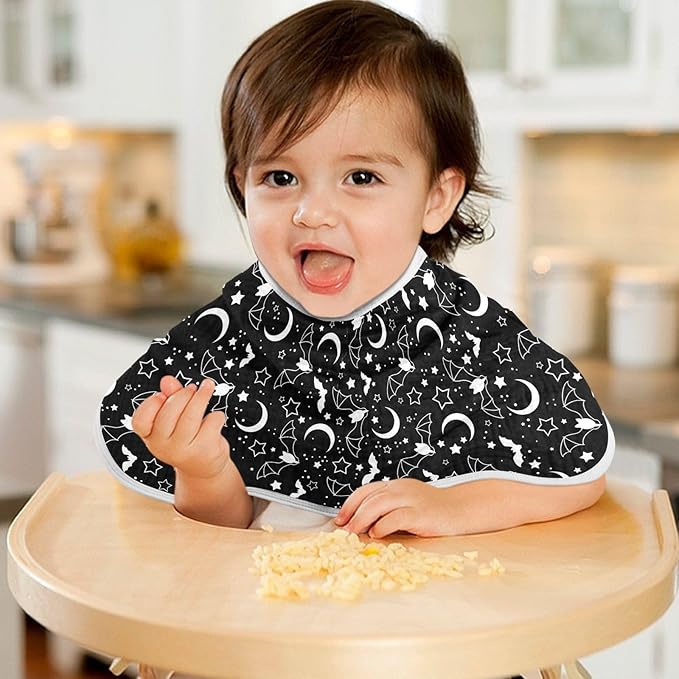 Halloween Bats Moons Star Muslin Burp Cloths for Baby Boys and Girls - 1-Pack Ultra Absorbent Muslin Washcloths, Newborn Towel, Milk Spit Up Rags, Burp Cloth Bib for Unisex, 22 x 11 Inch