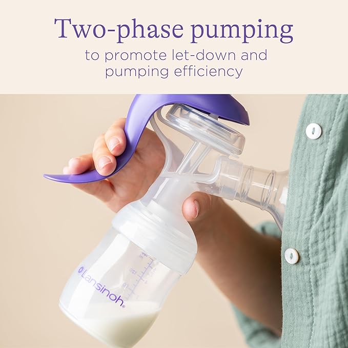 Lansinoh Manual Breast Pump, Hand Pump with Comfortable Flange, Includes 5oz Baby Bottle with Slow Flow Nipple, Breastfeeding Essentials (Pack of 6)