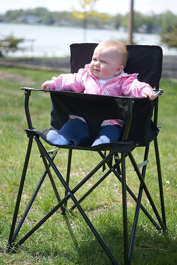 ciao! baby Portable High Chair for Babies and Toddlers, Compact Folding Travel High Chair with Carry Bag for Outdoor Camping, Picnics, Beach Days, and More (Black)
