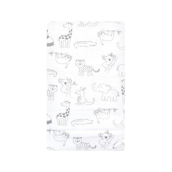 Hudson Baby Unisex Baby Cotton Flannel Burp Cloths, Zoo Animals, One Size