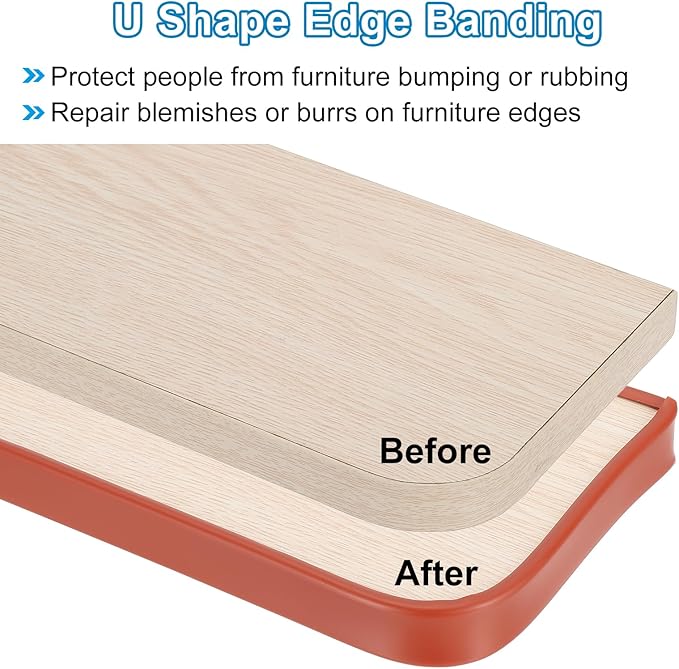 PATIKIL TPE U-Shape Edge Banding, 13/16 Inch x 16.4ft Self Adhesive Flexible Veneer Edging Trim Furniture Edge Protector for Shelf Cabinet Table Repair Restoration, Black