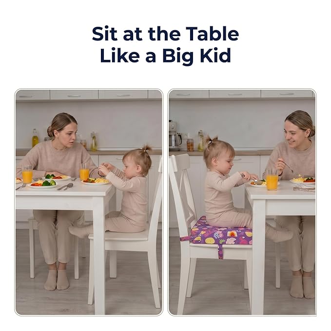 Toddler Booster Seat for Dining Table,Portable Kids Booster Seat - Adjustable, Non-Slip, Lightweight & Easy to Clean (Purple)