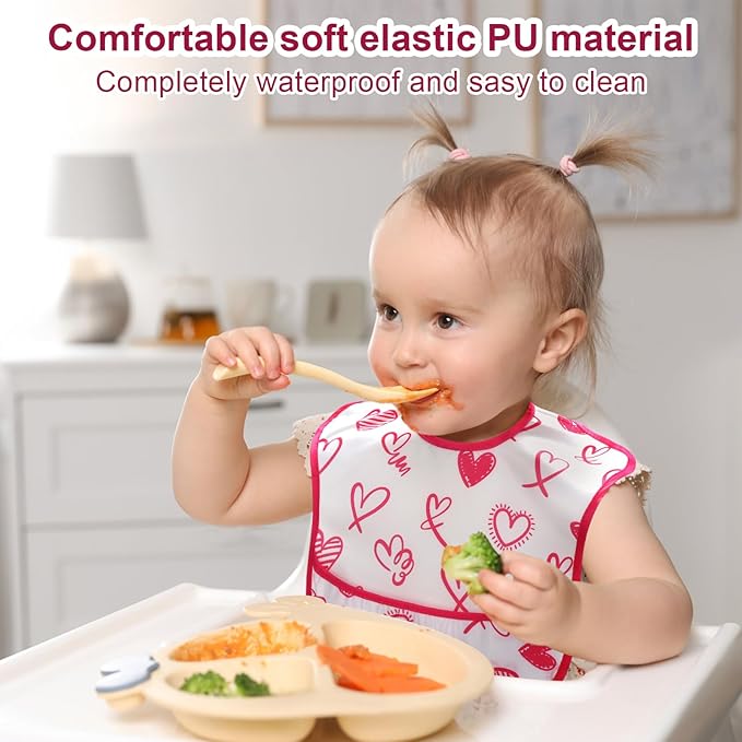 Accmor Baby Bibs for Eating, Waterproof Mess Proof Baby Toddler Bibs, Apron Smock Feeding Bibs for Girls Boys