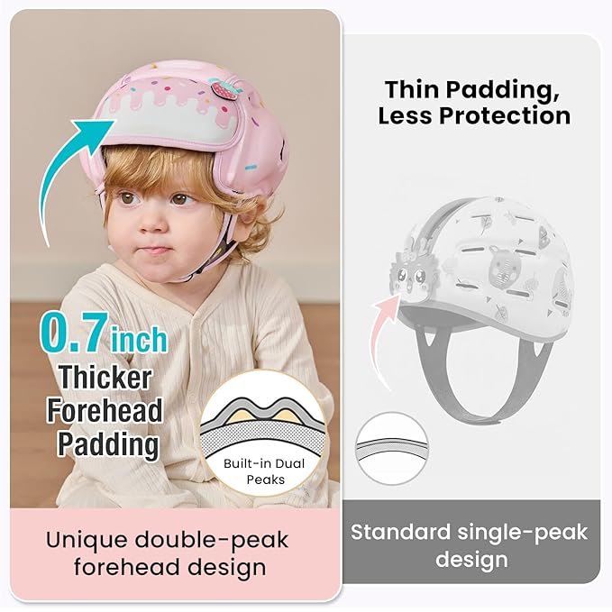 Mambobaby Baby Head Protector Helmet for Crawling and Walking, Breathable Soft Helmet, Ultra-Lightweight & Adjustable, Prevents Bumps Safety Helmet for Infants Toddlers 6-24 Months (Berry Sweetie)