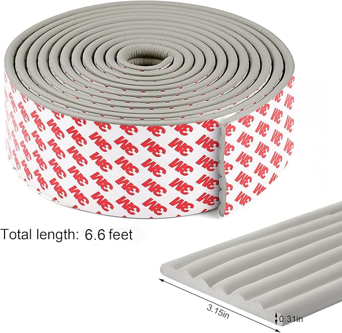 Upgraded Baby Proofing Edge Guards 6.6 ft Protector with 3M Adhesive Double Sided Tape,Extra-Wide Soft NBR Rubber Foam Padding,Furniture Safety Corner Edge Bumper Guard-Grey