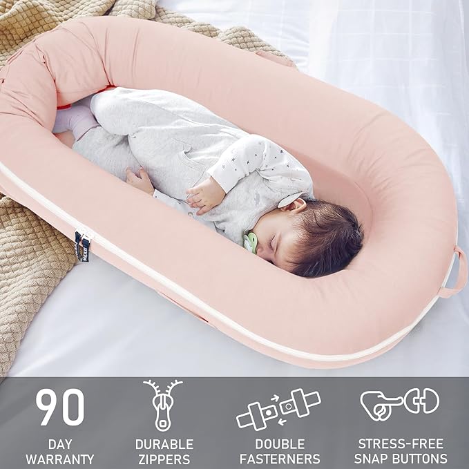 Organic Replacement Cover | Premium Quality Spare Cover 100% Organic Cotton | Hypoallergenic | [Fits Dockatot Deluxe + Docks] (Cover Only) (Baby Pink)