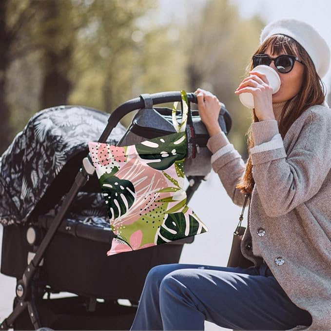 Waterproof Cloth Diaper Wet Dry Bag, Reusable Travel Beach Pool Daycare Soiled Toddler Items Yoga Gym Bag for Swimsuits or Wet Clothes Diaper Tropical Jungle Palm Wet Bag