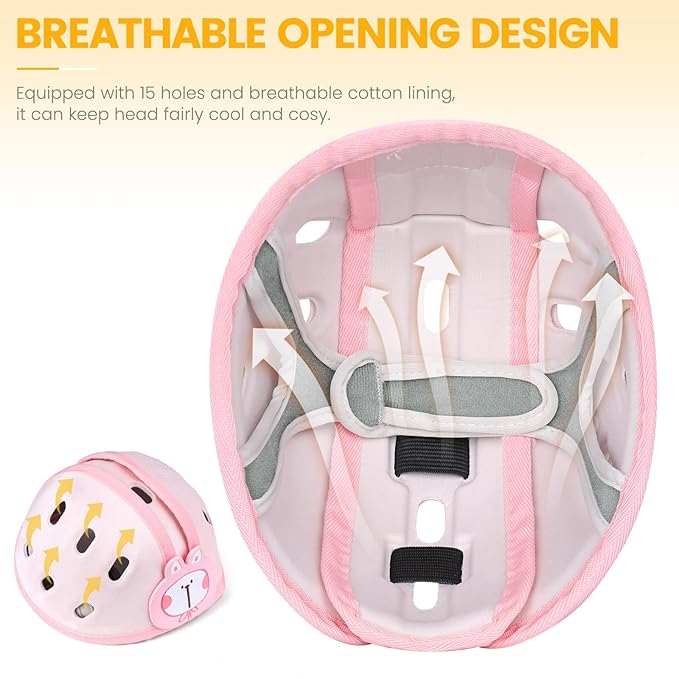 Baby Head Protector for Crawling and Walking, Anti-Collision Soft Infant Helmet for 6-24 Months, Breathable & Ultra-Lightweight & Expandable and Adjustabl (Pink Rabbit)