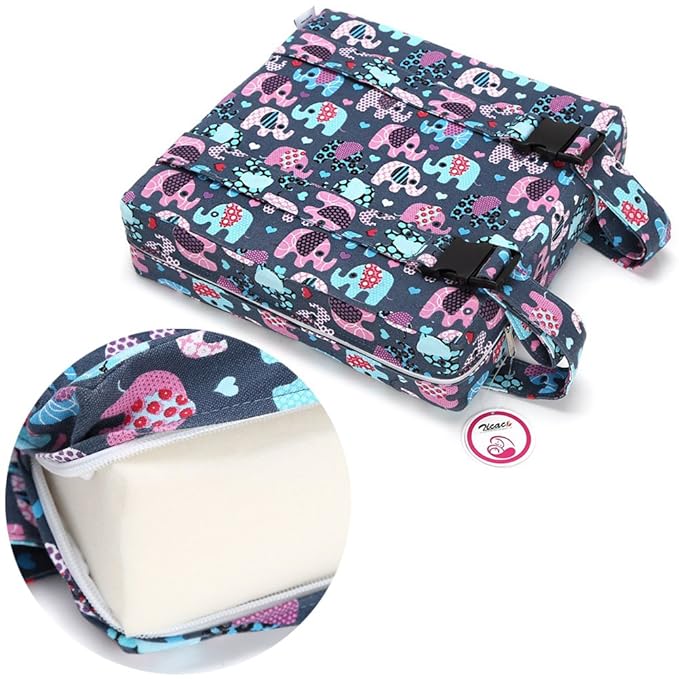 Zicac Portable High Chair Increasing Seat Cushion for Travel Dining Seat Pad for Toddler Kids Baby Infant Washable Thick Chair Seat Pads (Blue Pink)