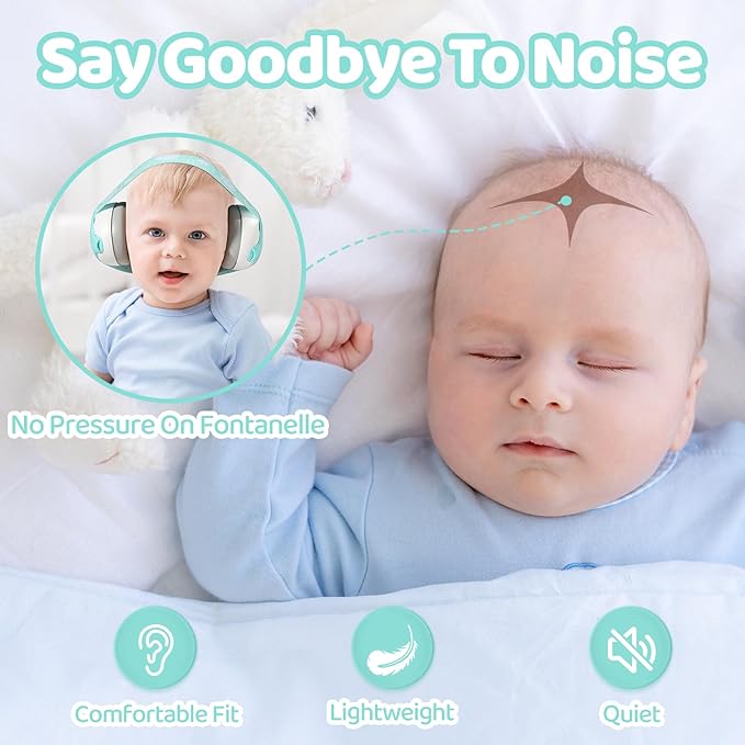 YomauiYee Baby Headphones,Bear Infant Ear Protection Noise Cancelling Headphones for Infants 0-36 Months,Baby Travel Essentials with Carrying Bag Infant Earmuffs for Sleep/Airplane/Outdoor