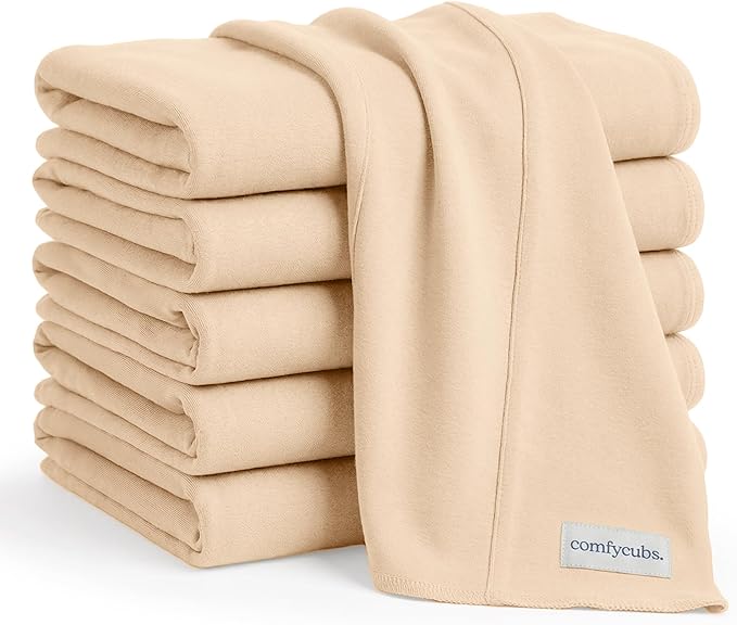 Comfy Cubs Baby Burp Cloths Set (Pack of 6) - Large, 6-Layer, Ultra Absorbent 100% Cotton for Infant Spit-Up, Drool, and Messes - Soft, Gentle, Thoughtful New Born Baby Gifts, Cream