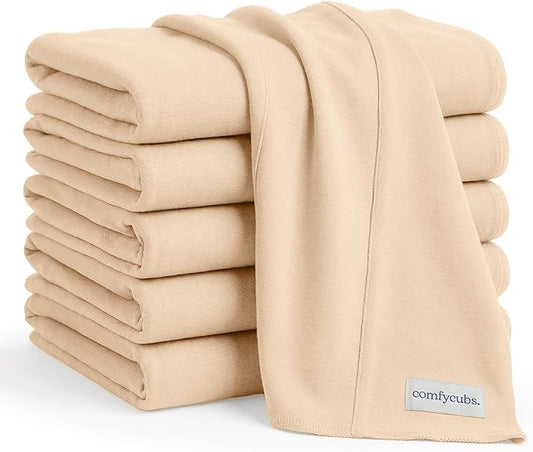 Comfy Cubs Baby Burp Cloths Set (Pack of 6) - Large, 6-Layer, Ultra Absorbent 100% Cotton for Infant Spit-Up, Drool, and Messes - Soft, Gentle, Thoughtful New Born Baby Gifts, Cream