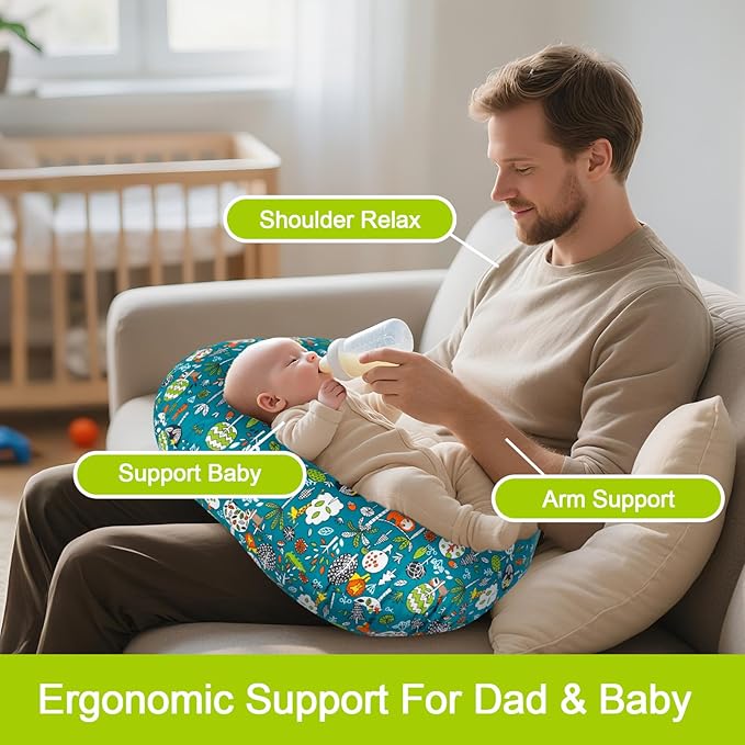 Ergonomic Nursing Pillow for Breastfeeding & Bottle Feeding, Breastfeeding Pillow to Reduce Back Neck Strain, Suitable for Breastfeeding Mom & Baby, Washable Cotton Cover(Matto)