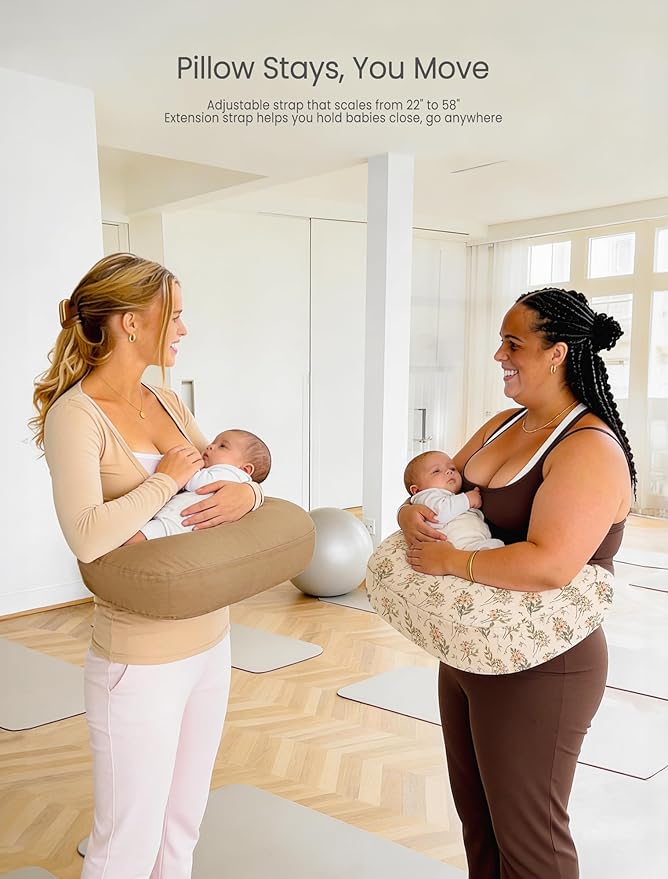 lulumoon Muslin Nursing Pillow Covers - 2-Pack Soft Cotton Slipcovers for Breastfeeding & Bottle-Feeding - Extension Strap for Snug Fit & No Sliding - Hidden Zipper Safety for Newborn Baby