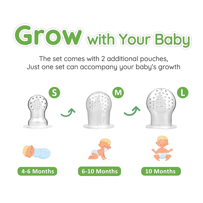 Silicone Baby Fruit Feeder & Freezer Tray Set, Breast Milk Popsicle Mold, BPA Free for 3+ Months, Includes Silicone Pouches (Sage)