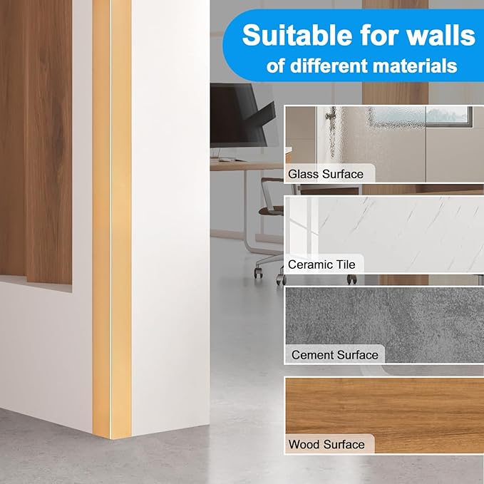 8Pack Aluminum Metal Corner Protector, 45″x 1″ Peel and Stick L Molding Corner Guards with 90° Angle, for Wall Door Frame Cabinet Furniture Baseboard Protection and Decoration (Gold)