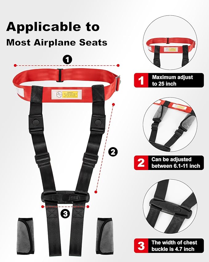 Airplane Harness for Toddlers with Soft Shoulder Pad Child Airplane Safety Travel Harness for Kids Baby Travel Essentials for Flying with Toddler Must Haves Toddler Plane Essentials