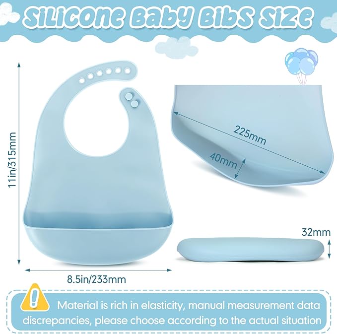 Mepase Silicone Bibs for Babies Waterproof Silicone Bibs Soft Adjustable Baby Feeding Unisex Kid Eating Supplies