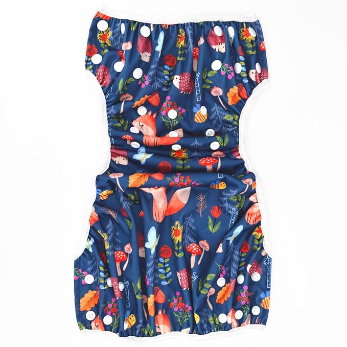 Baby Swim Diaper Nappy Pants Reusable Adjustable 0-3 Years Old Toddler Small Large (Large, Foxes Hedgehogs)