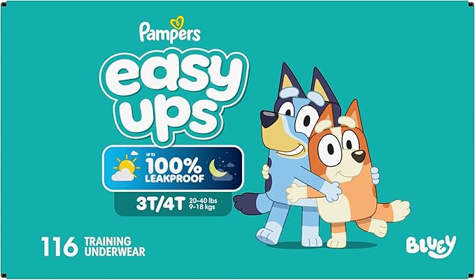 Pampers Training Pants - Easy Ups Boys & Girls Bluey - Size 3T-4T, 116 Count, Children's Potty Underwear (Packaging May Vary)
