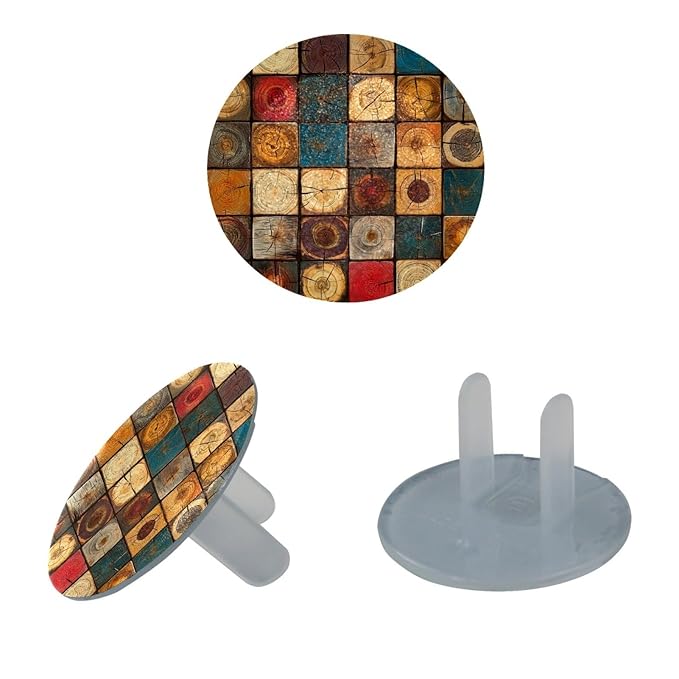Various Wooden (3) Outlet Covers Baby Proofing Safe & Secure Electric Plug Protectors | Sturdy Childproof Socket Covers for Home & Office | Easy Installation | Protect Toddlers & Babies
