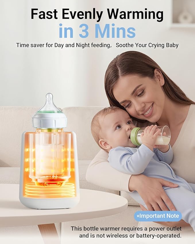 Bear Bottle Warmer, Baby Milk Warmer Breastmilk Bag Formula Fast Warming for New Born Baby Bottles, Time Temp Control Automatic Shut Off at Home Use