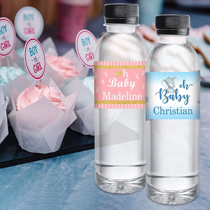 Personalized Water Bottle Labels for Baby Shower Custom Baby Shower Labels with Name for Water Bottle Stickers Waterproof Printable Photo Bottle Labels Gifts 50 Pcs
