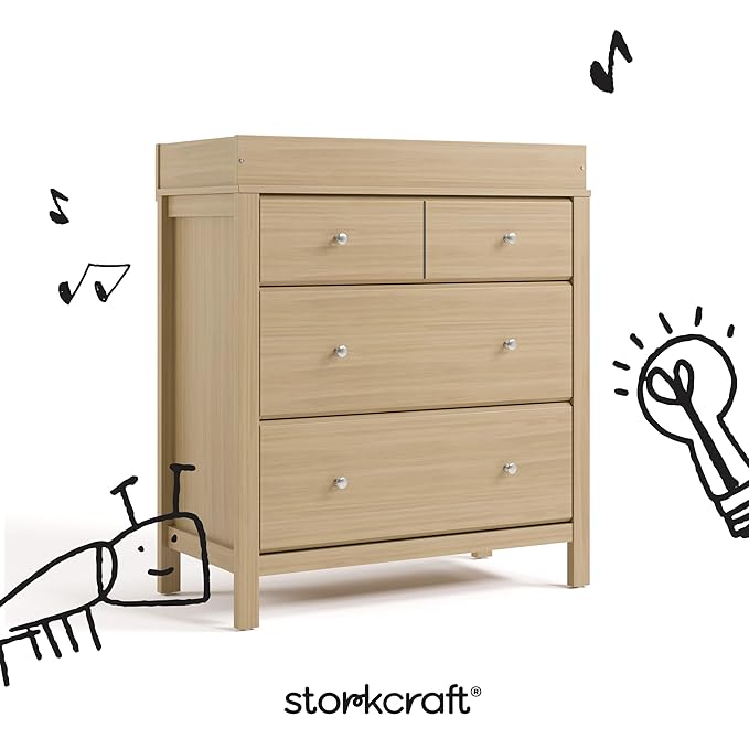 Storkcraft Horizon 3 Drawer Chest with Removable Changing Topper (Driftwood) – GREENGUARD Gold Certified Nursery Dresser, Kids’ Storage Chest with Organizer, Durable and Stylish 3-Drawer Design